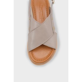 Resim Capone Outfitters Katy Hakiki Deri Soft Konfor Dolgu Topuk Kadın Sandalet 