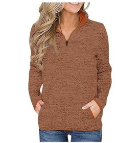 Resim Novahub Sonbahar-kış Kadın Zip Kazak, Uzun Kollu, Standı Yaka, Açık Kahverengi, Kadınlar İçin Moda Üst Açık Kahverengi 