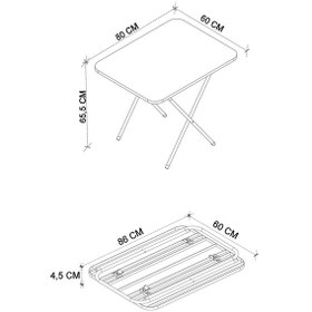 Resim Mutfak Masası Katlanır Masa Yemek Masası Balkon Masası Gardenflex Masa 60x80 Cm Siyah 