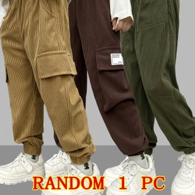 Resim 3 adet 1 adet Rastgele Fiyat, 2025 Yeni Sonbahar ve Kış Çocuk Moda Korduroy Pantolon, Çoklu Cep, Kalınlaştırılmış ve Sıcak, Trendy Cool Stil, Günlük Dinlenme ve Dış Mekan Oyunları için Uygun, Dış Mekan için 