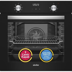 Resim Simfer 8208 + 3970 9 Fonksiyon Qs Siyah Dijital Power Turbo Elektrikli 2'li Ankastre Set 