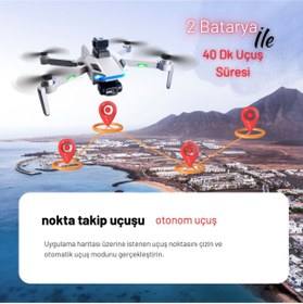 Resim piha S135Pro GPS Drone 4kHd çift kamera 2Batarya ile 40dk uçuş Engelden Kaçınma BENİ TAKİP ET modu 