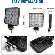 Resim ARSVİSİON Off Road Beyaz Işık Sis Farı Lambası 16 Led Kare 2 Adet-12-24v 48 Watt 6500k 