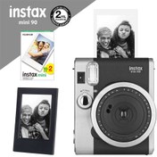 Resim Instax Neo 90 Classic Siyah Fotoğraf Makinesi-20li mini Film ve Fotoğraf Çerçevesi 