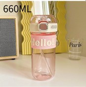 Resim Velvettides Minimalist Plastik Bardak Yaz Walkers Yüksek Yüz Değeri Kız Pipet Kupası Küçük Akıllı Kupa Pembe 660ml 