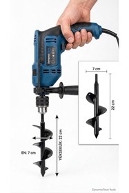 Resim DynamicTech Toprak Burgu Matkap Ucu Bahçe Dikim Aparatı Dayanıklı Çelik Universal 70x220 mm Toprak Delme 