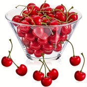 Resim 20 adet simüle kiraz, 2 cm / 0.79 inç, yapay meyve, ev yemek odası masa süslemesi için uygun, gerçekçi köpük sahte kiraz kırmızısı 