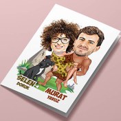 Resim Sevimli Kabile Çiftleri Karikatürlü Tebrik Kartı 