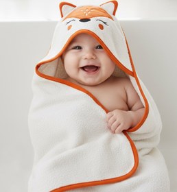 Resim Kanz Bebek Kundak Havlu %100 Pamuk Nakışlı 75x75cm - Fox Kiremit 