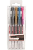 Resim salesalbutik 2185 jel roller - altın, gümüş, beyaz, metalik mavi, metalik pembe - 5 kalem - 0,7 mm 