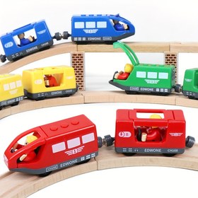Resim Sürücülü ve Yolculu Tren, Büyük Marka Raylarla Uyumlu, Çok Renk Seçeneğiyle Mevcut, Ahşap Oyuncak Rail Setleri İçin Uygundur 