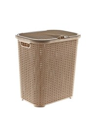 Resim Omnipazar Sy-4620 Plastik Örgü Desen Kirli Çamaşır Sepeti 55 Lt Bej 