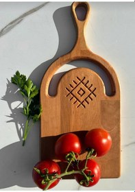 Resim Ahşap Saplı İşlemeli Kesme Tahtası 38x16 Cm Ahşap 