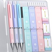 Resim 1-Pack FourCandies Mekanik Kurşun Kalem Seti, HB & #2 Kurşun, 0.5mm/0.7mm/0.9mm, Pastel Silgi, Tüysüz, Yazma, Çizim, Karalama için Estetik Ofis Malzemeleri 