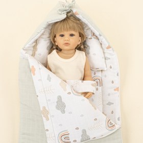 Resim Uyku Tulumu - Baş Şekillendirici Yastık - Açık Yeşil Muslin - Yeşil Gökkuşağı 