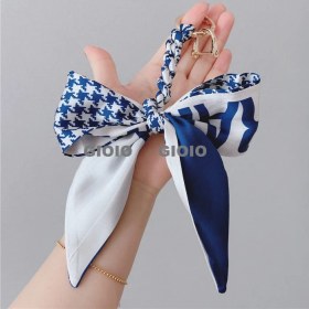 Resim Silver1 Gıoıo Yeni Ipek Eşarp Anahtarlık Kişiselleştirilmiş Inci Papyon Çanta Çekicilik Dokuma Anahtarlık (Yurt Dışından) 