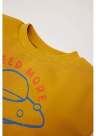 Resim DeFacto Erkek Bebek Bisiklet Yaka İçi Yumuşak Tüylü Baskılı Sweatshirt D6755A524WNYL64 Sarı 