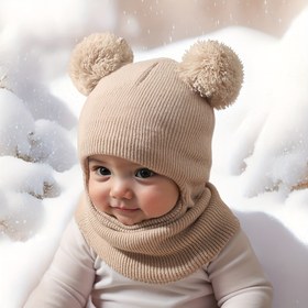 Resim 1 adet 0-8 Yaş Bebek & Çocuk Balaclava Kışlık Maske Bere - Tam Yüz & Boyun Koruma, Yumuşak Sıcak Örgü Benzeri Doku (Beyaz) Erkek & Kız Çocukları için Ayarlanabilir Elastik, Kayak, Snowboard, Dış Mekan Soğuk Hava - Uygun Beresi 