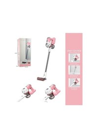 Resim Pilli Sesli Vakumlu Dikey Elektrik Süpürgesi Çekme Özellikli Eğitici Oyuncak Pembe 