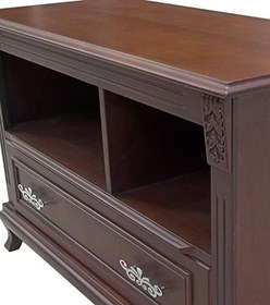 Resim Tv Sehpa ST 18133 Klasik Model Ahşap Kayın ASLAN Ayak Parlak Ceviz 120 El Yapım 