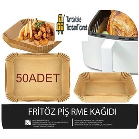 Resim Büyük Boy Air Fryer Fritöz Pişirme Kağıdı 50 Adet Çok Renkli 