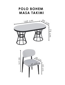 Resim Bohem Polo Mutfak Sandalyesi Ahşap Görünümlü Metal Kapiçino Ahşap Görünümlü 