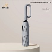 Resim Xuweiwei 1 Adet Dayanıklı Fiberglass Otomatik Açılır Gri Katlanır Şemsiye Uv Korumalı Taşınabilir 