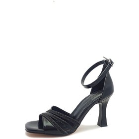 Resim Siyah Renk Bantlı Bilekten Kemerli Kadeh Topuk Kadın Abiye Ayakkabı Siyah 