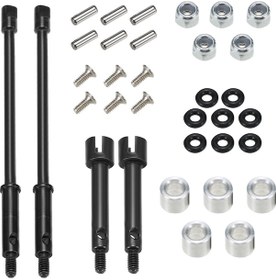 Resim Samdoo Axial Scx24 90081 Rc Araba İçin Genişletilmiş Çelik Sürücü Ekseni Seti Ön+arka 