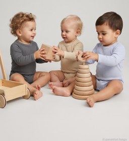 Resim Minidamla Uzun Kol Basic 3'lü set 1-18 Ay Çıtçıtlı Badi - Mavi - Mavi / 12-18 Ay 
