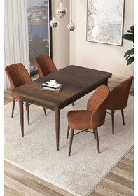 Resim Canisa Arp Serisi 70x110 Sabit Mutfak Masası Takımı Barok Desen Masa 4 Kiremit Sandalye Beyaz 