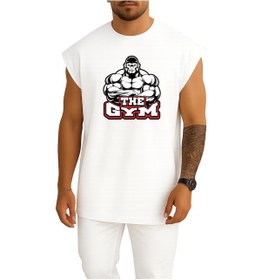 Resim Oversize The Gym Göğüs Ve Sırt Tasarımlı Atlet Beyaz 