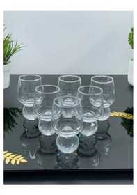 Resim 6 Kişilik Cam Elmas Ayaklı Kahve Yanı Bardağı Bardak 50ml 