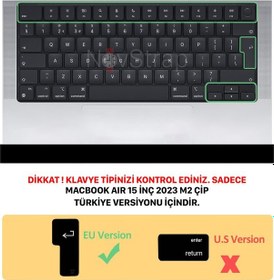Resim Novstrap Macbook Uyumlu Air Uyumlu 15 İnç 2023 A2941 M2 Çip Uyumlu Türkçe Q Şeffaf Klavye Koruyucu Kılıf 