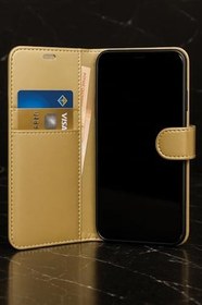 Resim Cekuonline Samsung Galaxy S10 Plus Ile Uyumlu Kılıf Suni Deri Cüzdanlı Kartlıklı Standlı Siyah/Gold 2 Adet 