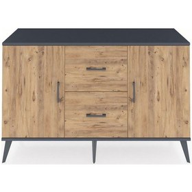 Resim Kronos Konsol 2 Raflı 2 Çekmeceli 2 Kapaklı 132x59x83 Antrasit-çam/çam Çam/çam 