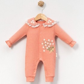 Resim Çakar Bebe 3-12 Aylık Çıtır Nakışlı Tulum -8027140 - Soft Mercan Çok Renkli 