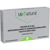Resim VENATURA Vitamin B12 MA Metilkobalamin ve Adenozilkobalamin Takviye Edici Gıda 30 Ağızda Dağılan Tablet 