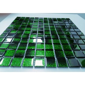 Resim MozaiKristaL Mutfak Tezgah Arası Ve Iç Dekorasyon Için, Yeşil Ve Siyah Simli Kristal Cam Mozaik 