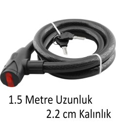 Resim Badem10 Motosiklet Kilidi Çap 22 mm Bisiklet Halat Zincir Çelik Kilit Hırsız Önlem Güvenlik 150 cm Kalın 