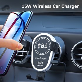 Resim Kablosuz Araç Şarj Cihazı, 15W Hızlı Şarj Otomatik Sıkıştırma Araç Şarj Cihazı Telefon Tutucu Telefon Tutucu fi, iPhone 16/15/14/13/12/8 Serisi, Google Pixel 8A/8/8 Pro/Pixel 9 Pro XL/Pixel 9 Pro ile Uyumlu 