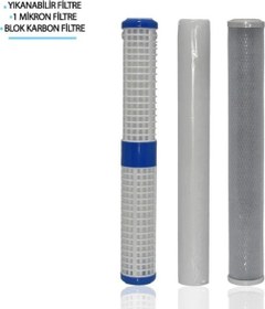 Resim Filter Store Daire Bina Sayaç Girişi 20" Inch 3 Aşama ( Yıkanabilir , 1M Sediment , Blok ) Yedek Filtre Seti 