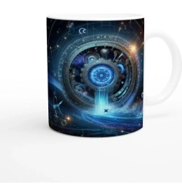 Resim Kova Burcu Baskılı Kahve Kupası - Zamanın Çarkları Astroloji Mekanizması Vs3 