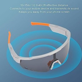 Resim BT5.2 Akıllı Gözlükler, Kablosuz Sesli Güneş Gözlüğü Dahili Mikrofon Akıcı Gecikmesiz Sesli Hoparlör, Akıllı Güneş Gözlüğü Bisiklet Sürmek Için Çoklu Cihazları Destekler 