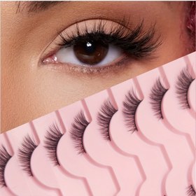 Resim 10 Yarım Kirpik Sahte Kirpik, Doğal Kısa, Yumuşak, Kolay Uygulanabilir ve Tekrar Kullanılabilir, Buluşmalarda, Partilerde ve Günlük Güzellikte Uygun, 0.05Mm ile 0.07Mm Kalınlık, Dörtlü, Kedi Gözü, Kostüm, Doğal, Kabarık, C ve D Kıvır, 6-12Mm Uzunluk, Kokusuz, Çoklu Çiftler, Başlangıç Seviyesinde Uygun 