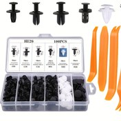 Resim 105 adet Otomatik Bağlantı Elemanı Çeşitlendirme Kiti ile Çıkarma Araçları, Evrensel Araba Naylon Plastik Perçinler, Kapı Paneli Tampon Klipsleri Seti Arazi Süsleme ve Panel Onarımı için 