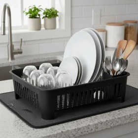 Resim Storemax Portatif Kaşıklık Bölmeli Bulaşıklık | Tezgah Üstü Bulaşık Kurutmalık | 4 Renk Seçeneği | Dayanıklı Abs Plastik Malzeme (42X33X12CM) (Siyah) 