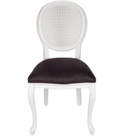 Resim Madalyon Hasırlı Ahşap Sandalye Siyah - Beyaz 