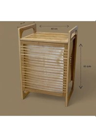 Resim Orta Boy Ahşap Bambu Kirli Sepeti 40x35x60 Çoklu Renk 