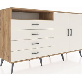 Resim Hyperion Konsol 3 Raflı 4 Çekmeceli 2 Kapaklı 176x44x99 Çam-aytaş Çam-aytaşı 